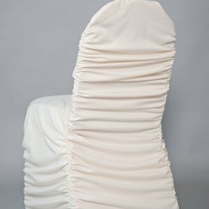 A Pair of Elegant Ivory Ruched Chair Covers